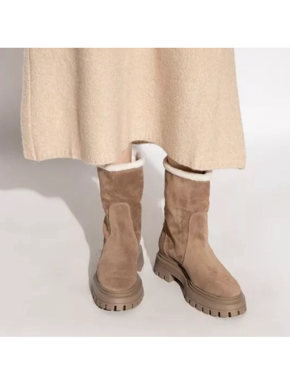 Stuart Weitzman Bedford Suede Shearling Winter Booties, Size 41/10.5 New in Box